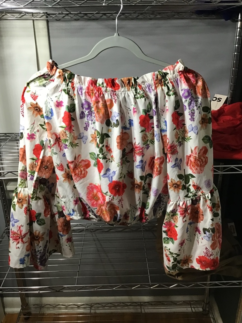 Boho Off-Shoulder Floral Blouse in White